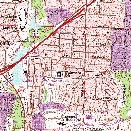 Topographic Map of Winnwood, MO