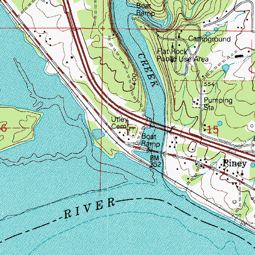Topographic Map of Utley Cemetery, AR