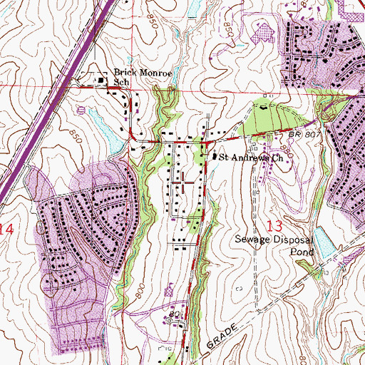 Topographic Map of White Hall Fields, MO