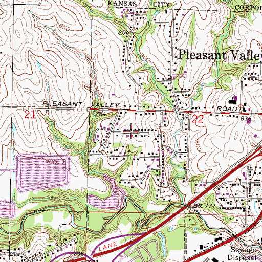 Topographic Map of Ravena Gardens, MO