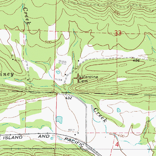 Topographic Map of Valentine Cemetery, AR