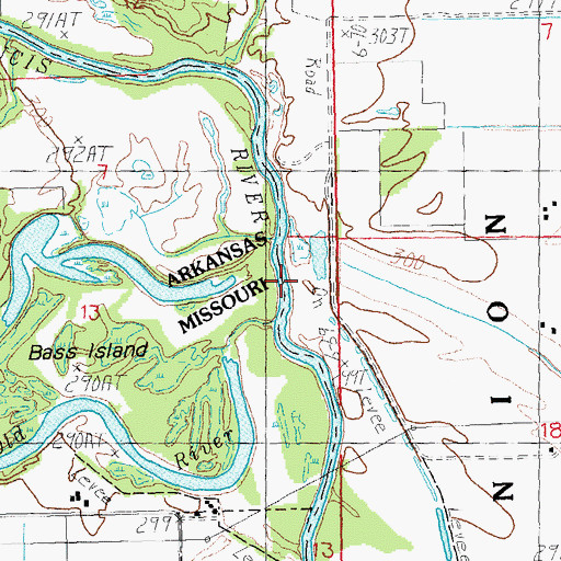 Topographic Map of Whitaker Cut-off, MO