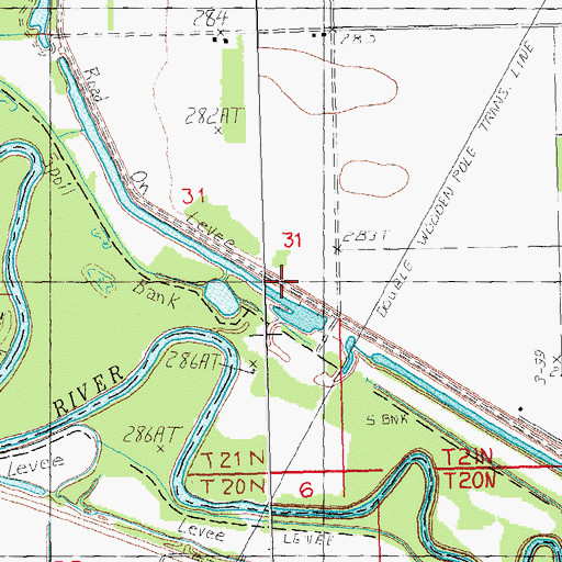 Topographic Map of Caney Slough (historical), MO