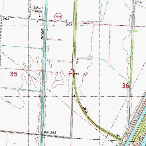 Topographic Map of Gidson, MO