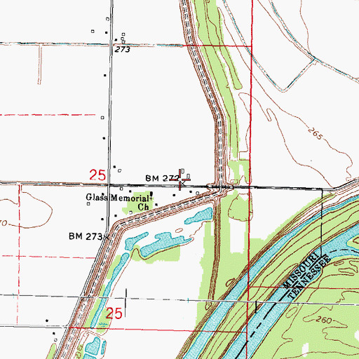 Topographic Map of Gayoso, MO