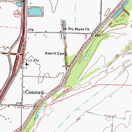 Topographic Map of Dry Bayou (historical), MO