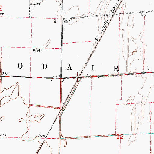 Topographic Map of De Lisle, MO