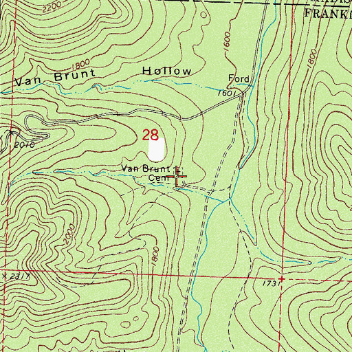 Topographic Map of Van Brunt Cemetery, AR