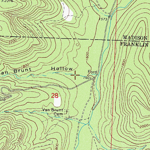 Topographic Map of Van Brunt Hollow, AR