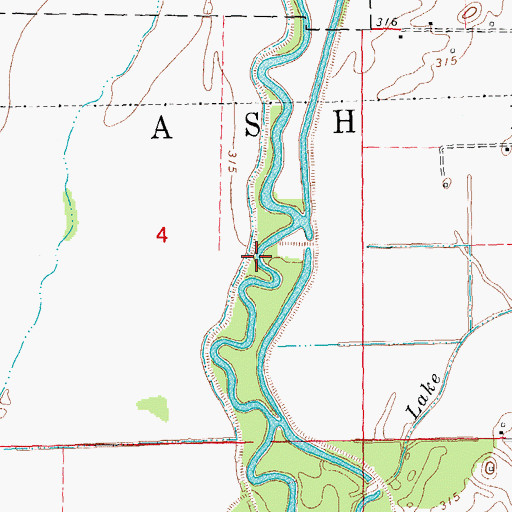 Topographic Map of Deadmans Bend, MO