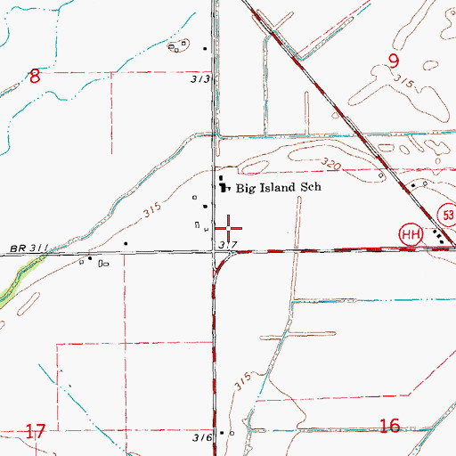 Topographic Map of Big Island, MO