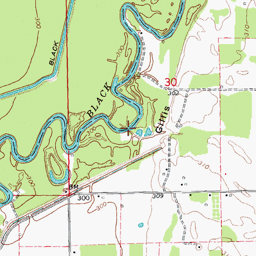 Topographic Map of Buffalo Hole Bend, MO