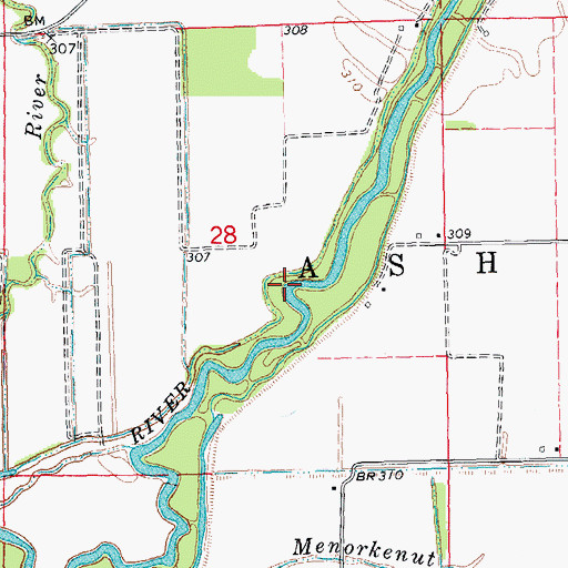 Topographic Map of Shotgun Bend, MO