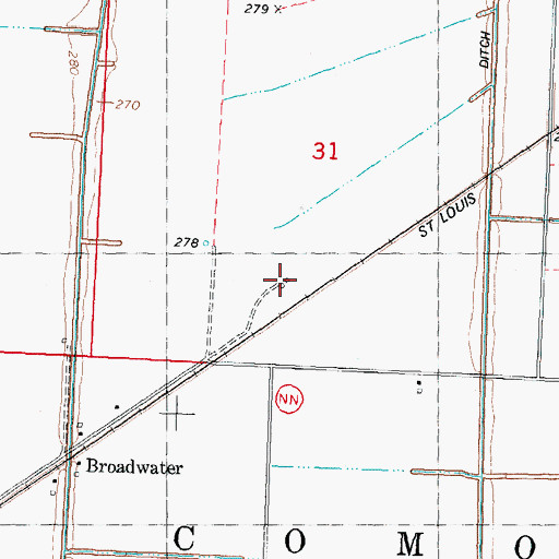Topographic Map of Turner, MO