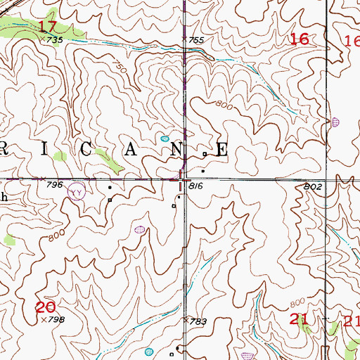 Topographic Map of Bridge Creek, MO
