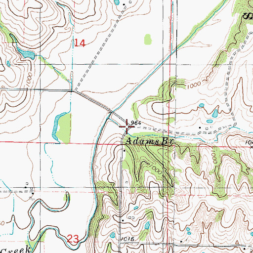 Topographic Map of Adams (historical), MO
