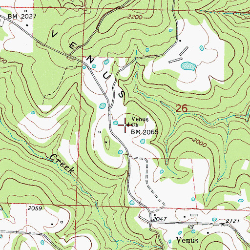 Topographic Map of Venus Church, AR