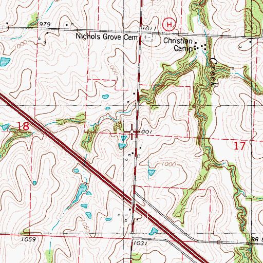 Topographic Map of Nichols Grove, MO
