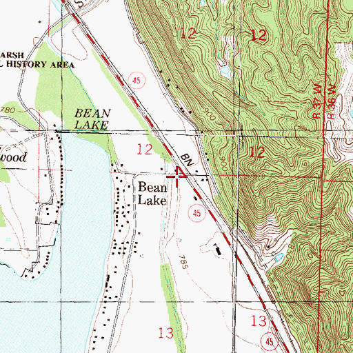 Topographic Map of Bean Lake Station, MO