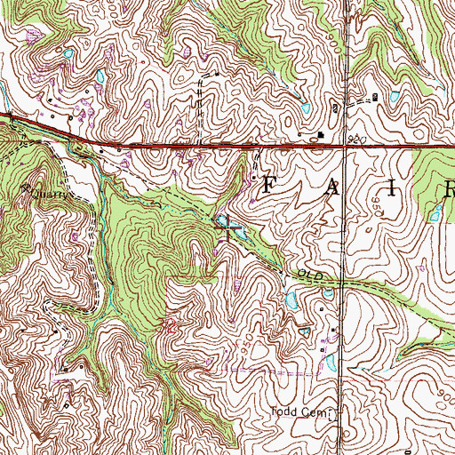 Topographic Map of Beverly Lake, MO