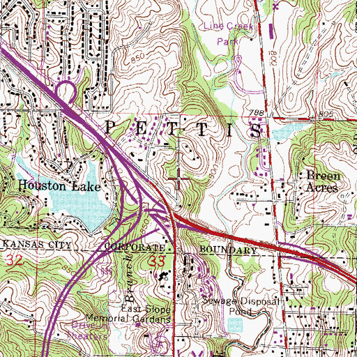 Topographic Map of North Moor, MO