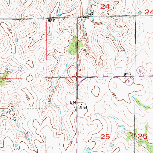 Topographic Map of Ovid (historical), MO