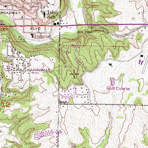 Topographic Map of Golf Hill, MO