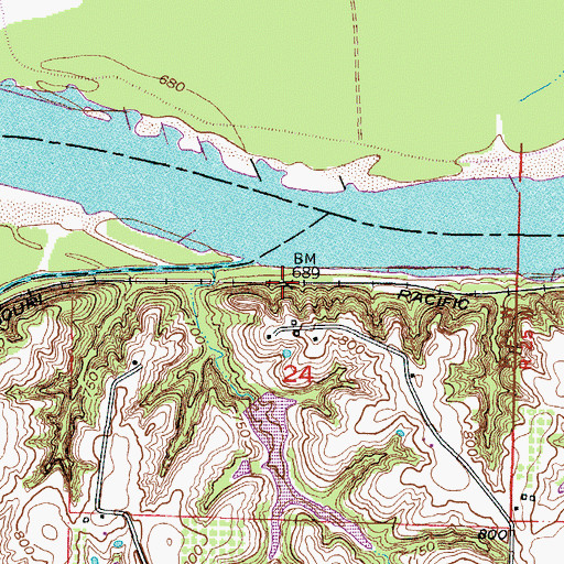 Topographic Map of Tabeau, MO