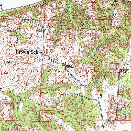 Topographic Map of Cuba (historical), MO