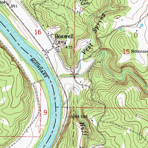 Topographic Map of Vest Spring Branch, AR