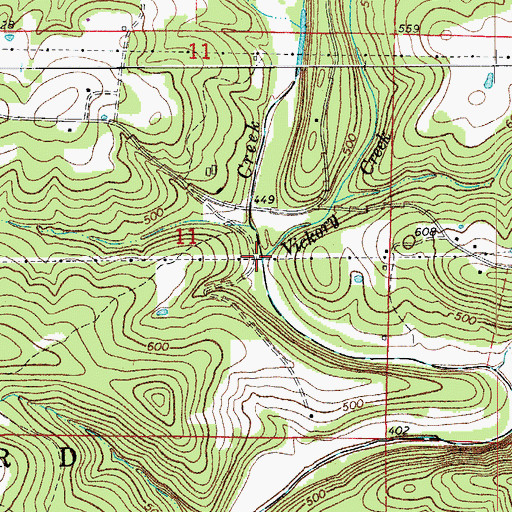 Topographic Map of Vickory Creek, AR
