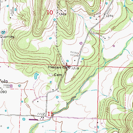Topographic Map of Vineyard Church, AR
