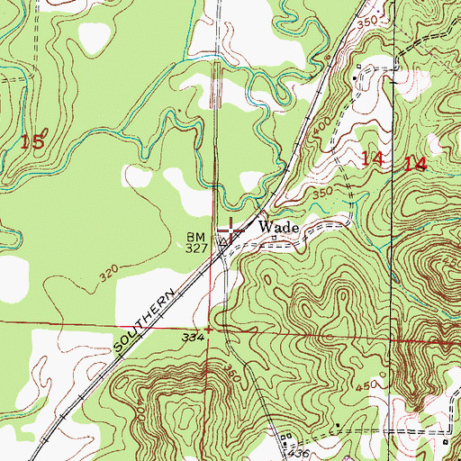 Topographic Map of Wade, AR