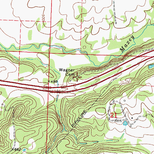 Topographic Map of Wagner Cemetery, AR