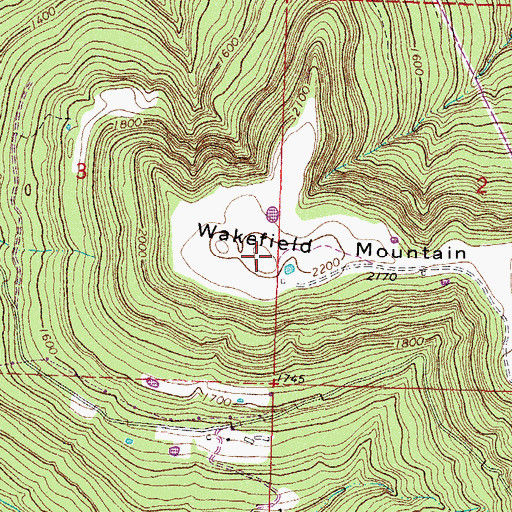 Topographic Map of Wakefield Mountain, AR