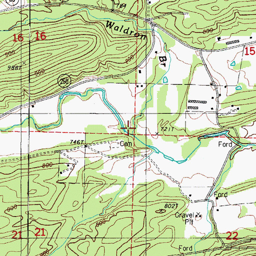 Topographic Map of Waldron Branch, AR