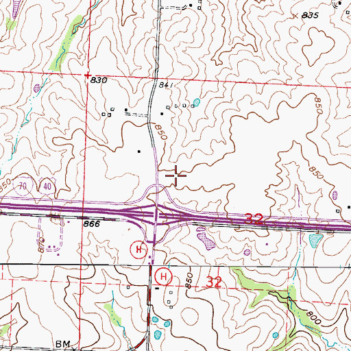 Topographic Map of Fortyville (historical), MO
