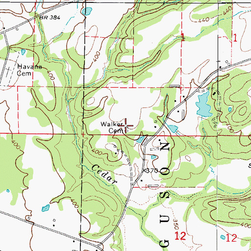Topographic Map of Walker Cemetery, AR