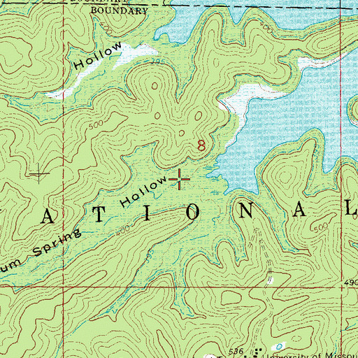 Topographic Map of Mill Creek, MO