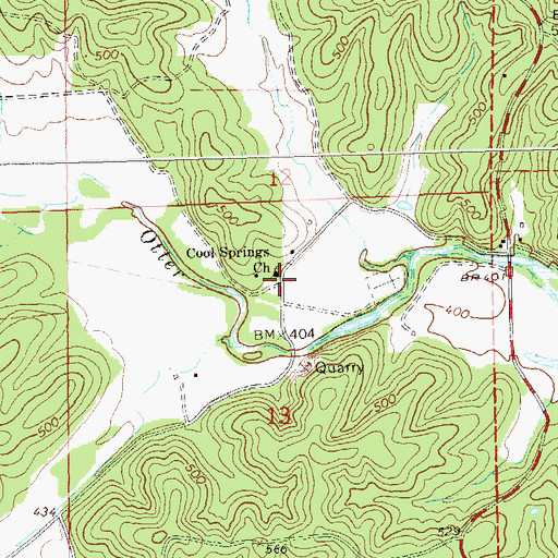Topographic Map of Ladero, MO