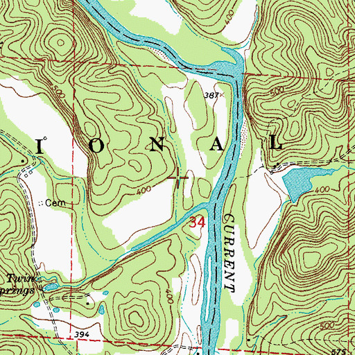 Topographic Map of Mayberry Bay, MO