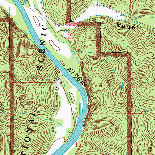 Topographic Map of Gun Bay (historical), MO