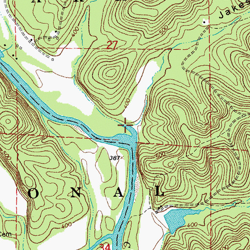 Topographic Map of Jakes Bay, MO