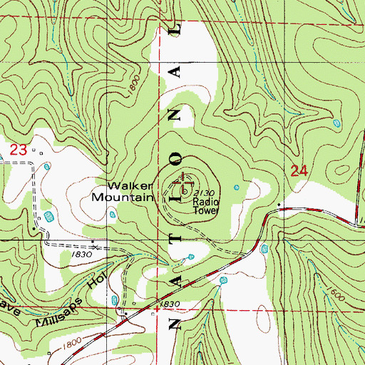 Topographic Map of Walker Mountain, AR