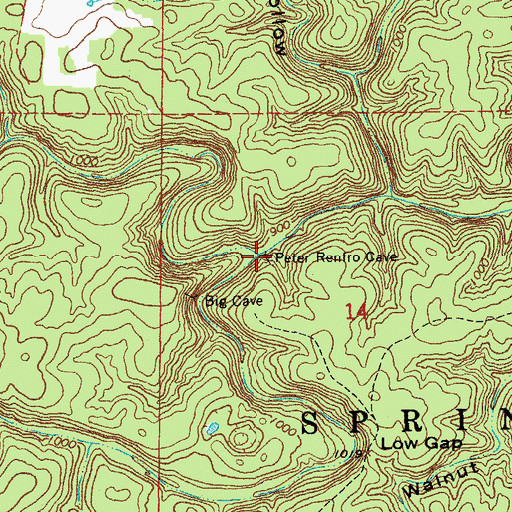 Topographic Map of Dry Hollow, MO