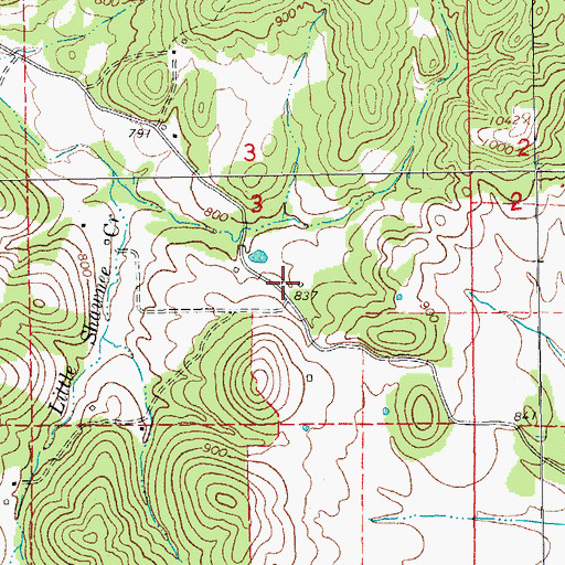 Topographic Map of Shawne, MO
