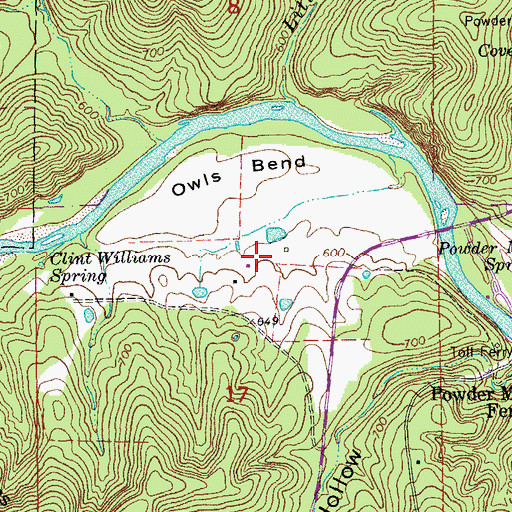 Topographic Map of Owls Bend, MO