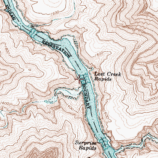 Topographic Map of Lost Creek Rapids, AZ