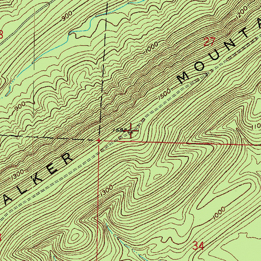 Topographic Map of Walker Mountain, AR