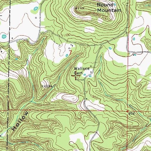 Topographic Map of Wallace Cemetery, AR